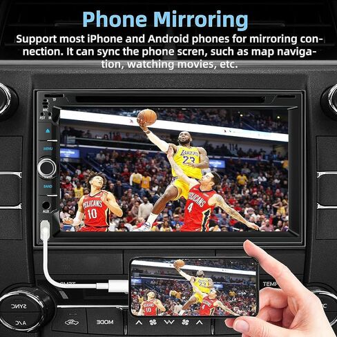 Double Din Car Stereo with CD/DVD Player, CarPlay & Android Auto, 7 Inch HD Touchscreen Car Radio with Bluetooth, Backup Camera, Mirror Link, SWC, Subwoofer, USB/TF/AUX Input, AM/FM in Kuwait