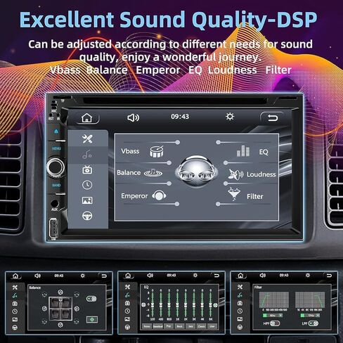 Double Din Car Stereo with CD/DVD Player, CarPlay & Android Auto, 7 Inch HD Touchscreen Car Radio with Bluetooth, Backup Camera, Mirror Link, SWC, Subwoofer, USB/TF/AUX Input, AM/FM in Kuwait