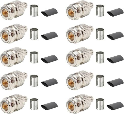 MOOKEERF N Female Crimp Connector for RG8X/LMR240, N Female Plug Adapter RF N-Type Connector for RG8X,LMR240, KMR240,4D-FB,CNT240, RG8 MiniCoax Cable (Pack of 10) in Saudi Arabia