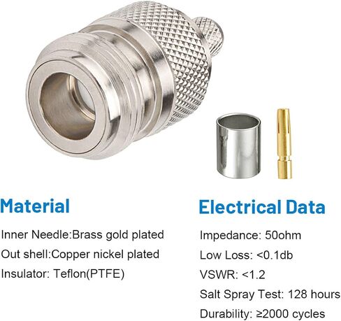 MOOKEERF N Female Crimp Connector for RG8X/LMR240, N Female Plug Adapter RF N-Type Connector for RG8X,LMR240, KMR240,4D-FB,CNT240, RG8 MiniCoax Cable (Pack of 10) in Saudi Arabia