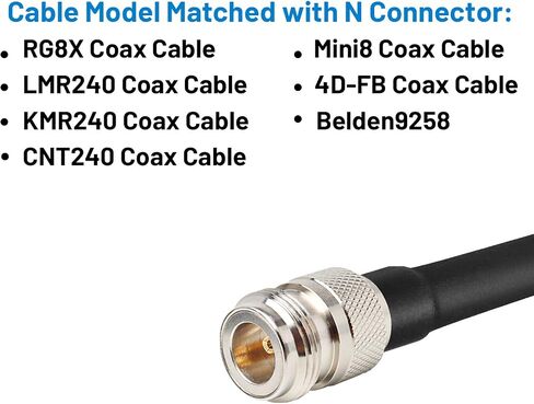 MOOKEERF N Female Crimp Connector for RG8X/LMR240, N Female Plug Adapter RF N-Type Connector for RG8X,LMR240, KMR240,4D-FB,CNT240, RG8 MiniCoax Cable (Pack of 10) in Saudi Arabia