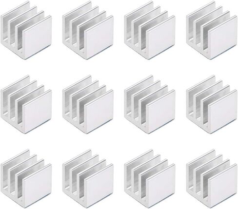 Uxcell 10x10x10 مللي متر فضي اللون مبادل حراري من الألومنيوم لوحة لاصقة حرارية برودة لتبريد الطابعات ثلاثية الأبعاد 12 قطعة in Kuwait