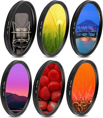 Acuvar 58mm Graduated Color Lens Filter Kit, 6 Piece Gradient Filter Set for DSLR and Mirrorless Camera Lenses – Includes Photography Filters, and Outdoor Effects + Travel Pouch –Fits 58mm Lens Thread in Saudi Arabia