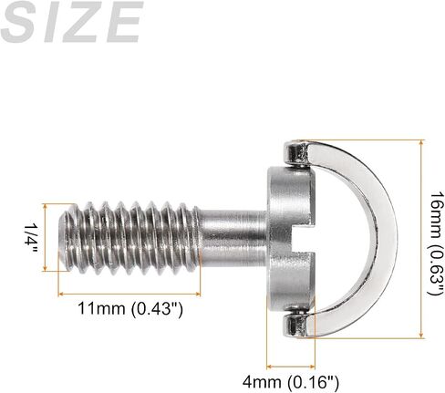 METALLIXITY D Shaft D-Ring (11mm/0.43") 2Pcs, Stainless Steel 1/4" Male Thread Mounting Screw Adapter - for Home Tripods Monopod Ball Head, Silver in Saudi Arabia