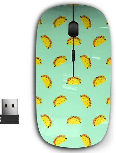 KAWAMOUSE 2.4G Ergonomic Portable USB Wireless Mouse for PC, Laptop, Computer, Notebook with Nano Receiver (Taco Mexican Food Blue) in Saudi Arabia