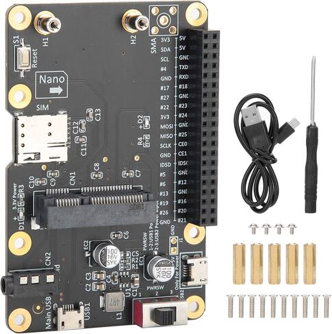 PUSOKEI for Raspberry Pi 3G/4G LTE Base Hat PC/Laptop/Computer Board Built-in Nano SIM Card Socket with USB 2.0 to Micro USB Cable for Raspberry Pi 4/3/2/B+ in Saudi Arabia