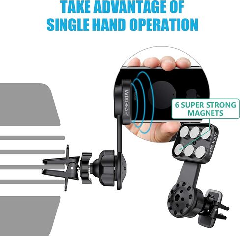 WixGear Universal Air Vent Twist Hole Magnetic Phone Holder for Car, for All Cell Phones with Fast Swift-Snap Technology, Will Not Block Air Vent Flow - for Vertical and Horizontal Vent in Saudi Arabia