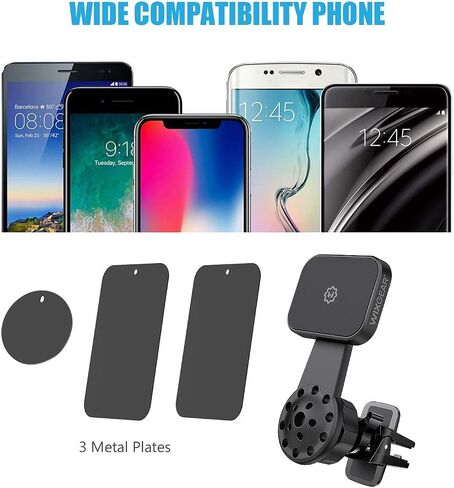 WixGear Universal Air Vent Twist Hole Magnetic Phone Holder for Car, for All Cell Phones with Fast Swift-Snap Technology, Will Not Block Air Vent Flow - for Vertical and Horizontal Vent in Saudi Arabia