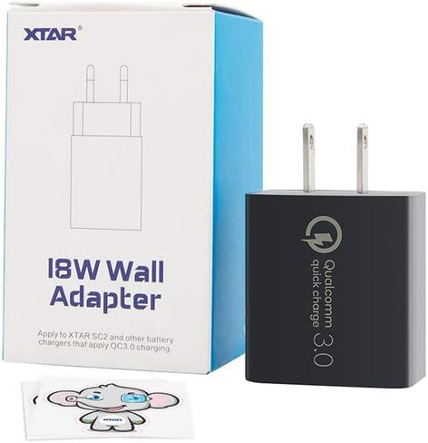 QC3.0 Fast Charging Adapter 3.0 USB Wall Charger Up to 18W Output XTAR Official Recommendation applies to All XTAR Fast Charge Chargers, Such as XTAR SC2, ST2, VC4S, PB2S VC8 Charger. in Saudi Arabia