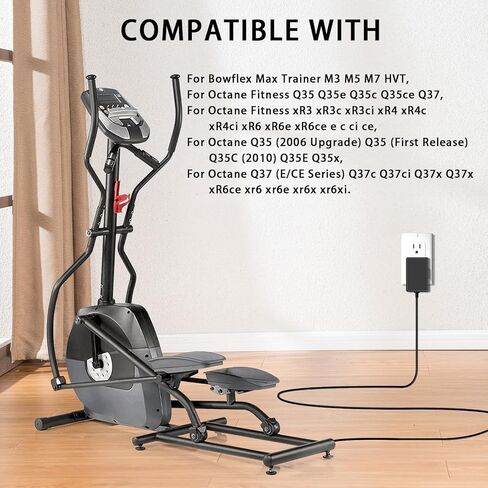 سلك طاقة تيار مستمر 9 فولت 1.5 أمبير من Gonine لمدرب Bowflex Max M5 M3 M7 M8 HVT، سلك شاحن بيضاوي الشكل، محول طاقة تيار متردد مدرج في قائمة UL. in Kuwait
