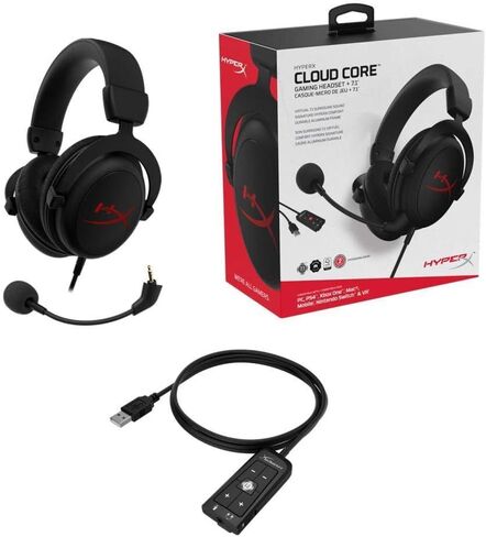 سماعة ألعاب HyperX Cloud Core USB، سماعة رأس DTS: صوت مكاني X، ميكروفون قابل للفصل لإلغاء الضوضاء، إسفنج ذاكرة مريح، إطار ألومنيوم متين للكمبيوتر الشخصي، Xbox Series X|S، Xbox One، أسود (متجدد) in Kuwait