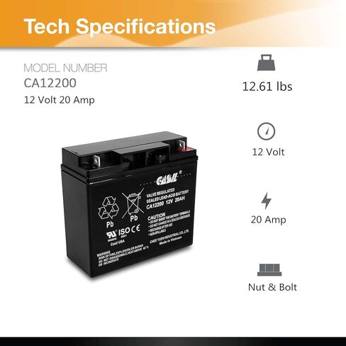 بطارية Casil 12v 20ah - دورة عميقة AGM، متوافقة مع NP12، 6DZM20، 6DZF20، DURDC12، Expertpower exp12200، Sealake FM12200 - Bateria 12v 20ah، Baterias 12v 20ah in Saudi Arabia