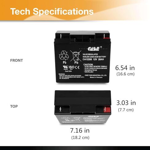 بطارية Casil 12v 20ah - دورة عميقة AGM، متوافقة مع NP12، 6DZM20، 6DZF20، DURDC12، Expertpower exp12200، Sealake FM12200 - Bateria 12v 20ah، Baterias 12v 20ah in Saudi Arabia