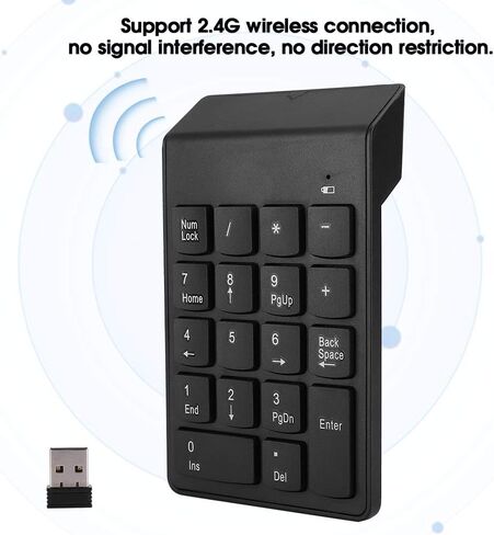 YYOYY لوحة مفاتيح أرقام صغيرة - لوحة مفاتيح رقمية لاسلكية 2.4G - لوحة مفاتيح USB تجارية محمولة 18 زرًا - لأجهزة الكمبيوتر المحمول المكتبية in Kuwait