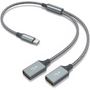 USB C Male to Dual USB Female Cable Adapter,Thunderbolt 3 to Double Type A 2.0 OTG Splitter Cord Converter Multiple Hub for,Microsoft Surface GO,S23 Tab,MacBook Pro,iPad Air 4 5 Mini 6 in Kuwait