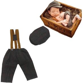 CUTEBBPHOTO الرضع طفل صور الدعائم الكروشيه رومبير الوليد التصوير قبعات مجموعة باردة الشهرية الفتيان محبوك القبعات قبعة وتتسابق الملابس in Kuwait