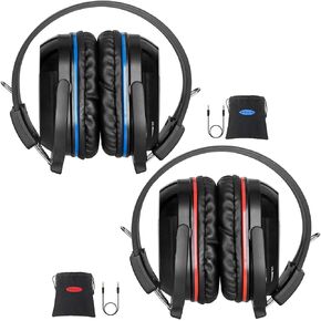 SIMOLIO 2 Pack of IR Wireless Headphones for in Car TV Video Audio Listening, 2 Channel Car DVD Headphones for Kids, Universal Infrared Headphones for Car DVD Headrest Video, AUX Cord, Not Bluetooth