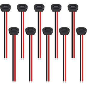 10PCS Type-C Female 2Pin USB Connector Type-C Waterproof with Female Socket Fast Charging Jack Charging Port USB-C Charger Plug Socket