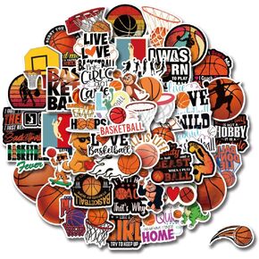 ملصقات كرة السلة | 100 قطعة من ملصقات الفينيل المقاومة للماء لكرة السلة لزجاجات المياه والكمبيوتر المحمول وكأس الأمتعة والكمبيوتر المحمول وديكور لوح التزلج in Kuwait