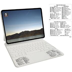 SYNERLOGIC Keyboard Shortcut Vinyl Sticker - Compatible with iPad Pro Keyboard - 2-Part Durable Laminated Sticker, no-Residue Adhesive, for Any iPad OS (Black)