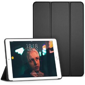 حافظة DTTO iPad 9th/ 8th/ 7th Generation 10.2، ظهر TPU ناعم وخفيف الوزن لجهاز iPad 10.2 بوصة (2021/2020/2019) [إيقاظ/غفو تلقائي + حامل ثلاثي الطي] - أسود in Kuwait