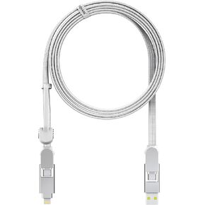 كابل شحن متعدد Rolling Square inCharge XL 6 في 1، كابل USB محمول وUSB-C مع قوة شحن فائقة السرعة 100 وات، 6.5 قدم/2 متر، أبيض جليدي in Kuwait