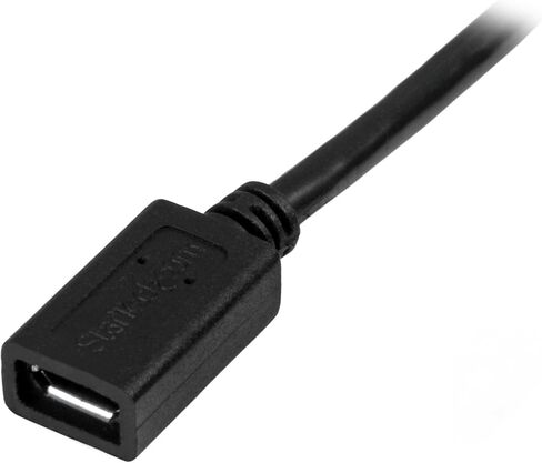 StarTech.com 0.5m 20in Micro-USB Extension Cable - M/F - Micro USB Male to Micro USB Female Cable (USBUBEXT50CM), Black in Saudi Arabia