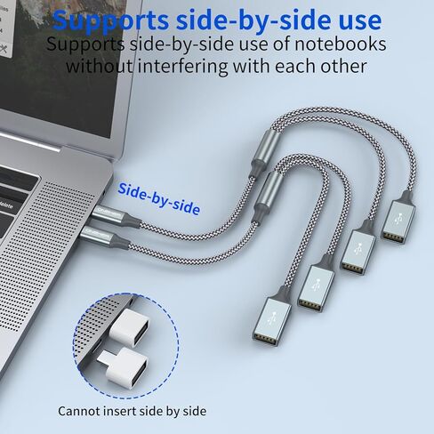 USB C Male to Dual USB Female Cable Adapter,Thunderbolt 3 to Double Type A 2.0 OTG Splitter Cord Converter Multiple Hub for,Microsoft Surface GO,S23 Tab,MacBook Pro,iPad Air 4 5 Mini 6 in Kuwait