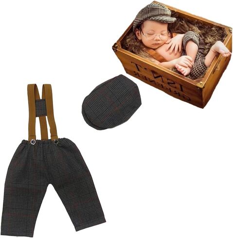 CUTEBBPHOTO الرضع طفل صور الدعائم الكروشيه رومبير الوليد التصوير قبعات مجموعة باردة الشهرية الفتيان محبوك القبعات قبعة وتتسابق الملابس in Kuwait