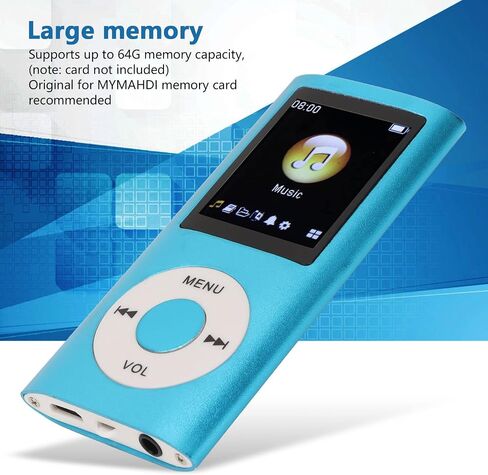 MP3 Player, 64GB Music Player Lossless Music .8 Inch LCD Screen Portable MP3 Music Player, Includes Charging Cable and Earphone, Easy to Carry (Silver) in Kuwait
