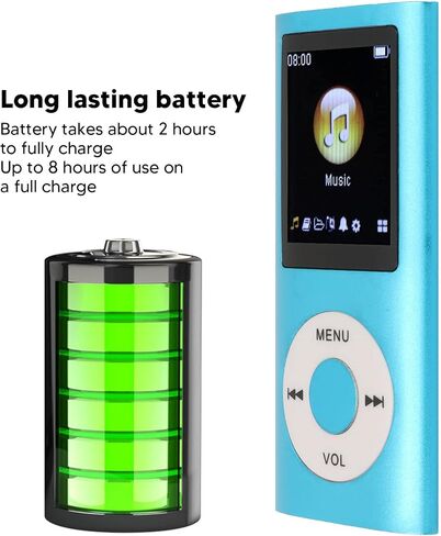 MP3 Player, 64GB Music Player Lossless Music .8 Inch LCD Screen Portable MP3 Music Player, Includes Charging Cable and Earphone, Easy to Carry (Silver) in Kuwait