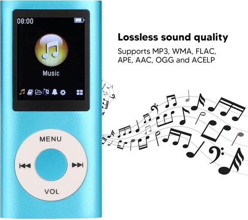 MP3 Player, 64GB Music Player Lossless Music .8 Inch LCD Screen Portable MP3 Music Player, Includes Charging Cable and Earphone, Easy to Carry (Silver) in Kuwait