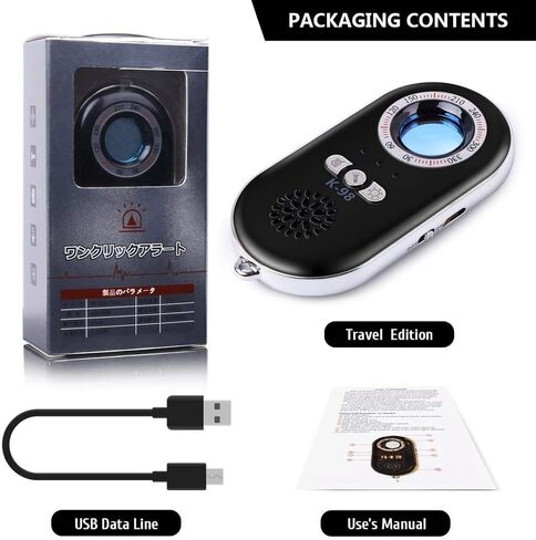 Eilimy كاشف الكاميرا الخفية المضاد للتجسس بالأشعة تحت الحمراء المحمولة Safesound إنذار شخصي 3 في 1 وظيفة الدفاع في حالات الطوارئ مع مصباح يدوي صغير LED للمنزل والفندق وحقيبة السفر وصندوق الأمان in Kuwait