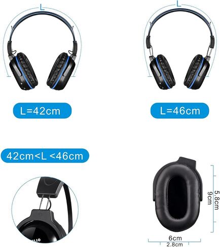SIMOLIO 2 Pack of IR Wireless Headphones for in Car TV Video Audio Listening, 2 Channel Car DVD Headphones for Kids, Universal Infrared Headphones for Car DVD Headrest Video, AUX Cord, Not Bluetooth in Kuwait