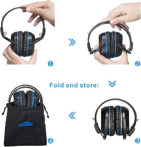 SIMOLIO 2 Pack of IR Wireless Headphones for in Car TV Video Audio Listening, 2 Channel Car DVD Headphones for Kids, Universal Infrared Headphones for Car DVD Headrest Video, AUX Cord, Not Bluetooth in Kuwait
