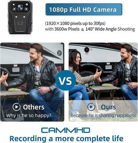 CAMMHD 1296P HD Body Camera with Audio and Video Recording 15Hours, 32GB Waterproof Night Vision Patrol Body Camera for Law Enforcement in Kuwait