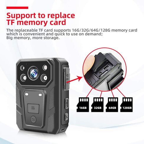 CAMMHD 1296P HD Body Camera with Audio and Video Recording 15Hours, 32GB Waterproof Night Vision Patrol Body Camera for Law Enforcement in Kuwait