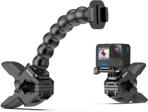 Wealpe Jaws Clamp Mount Flex Gooseneck Mount متوافق مع GoPro Hero 11، 10، 9، 8، 7، Max، Fusion، Hero (2018)، 6، 5، 4، Session، 3+، 3، 2، 1، DJI Osmo، كاميرات Xiaomi يي in Kuwait