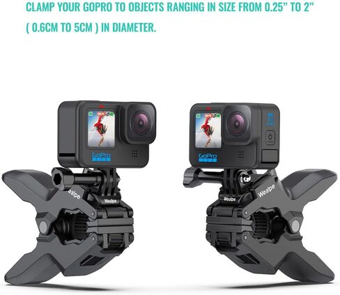 Wealpe Jaws Clamp Mount Flex Gooseneck Mount متوافق مع GoPro Hero 11، 10، 9، 8، 7، Max، Fusion، Hero (2018)، 6، 5، 4، Session، 3+، 3، 2، 1، DJI Osmo، كاميرات Xiaomi يي in Kuwait