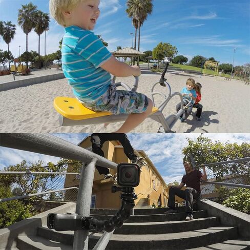 Wealpe Jaws Clamp Mount Flex Gooseneck Mount متوافق مع GoPro Hero 11، 10، 9، 8، 7، Max، Fusion، Hero (2018)، 6، 5، 4، Session، 3+، 3، 2، 1، DJI Osmo، كاميرات Xiaomi يي in Kuwait