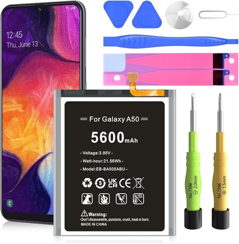 بطارية Galaxy A20 A30 A50 A30S، (محدثة) 5600 مللي أمبير في الساعة EB-BA505ABU بطارية بديلة عالية السعة لهاتف Samsung Galaxy A20 SM-A205، A30 SM-A305، A50 SM-A505، A30s SM-A307 مع مجموعة أدوات إصلاح in Kuwait