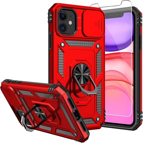 SKTGSLAMY for iPhone 11 Case,with Screen Protectors and Camera Cover,[Military Grade] 16ft.Drop Tested Cover with Magnetic Kickstand Protective Case for iPhone 11 6.1 inch, Rose Gold in Saudi Arabia