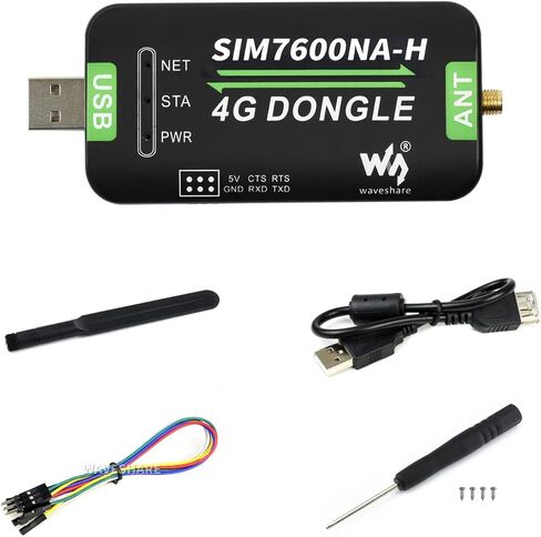 Waveshare SIM7600NA-H 4G DONGLE مع هوائي اتصالات 4G من الدرجة الصناعية ومحيط تحديد المواقع GNSS لأمريكا الشمالية in Kuwait