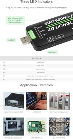 Waveshare SIM7600NA-H 4G DONGLE مع هوائي اتصالات 4G من الدرجة الصناعية ومحيط تحديد المواقع GNSS لأمريكا الشمالية in Kuwait