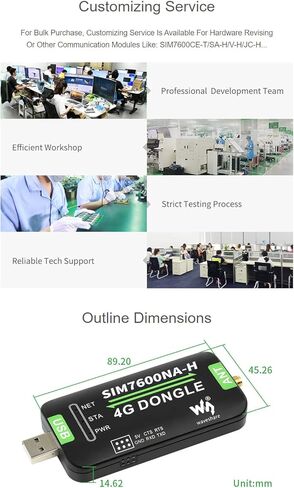 Waveshare SIM7600NA-H 4G DONGLE مع هوائي اتصالات 4G من الدرجة الصناعية ومحيط تحديد المواقع GNSS لأمريكا الشمالية in Kuwait