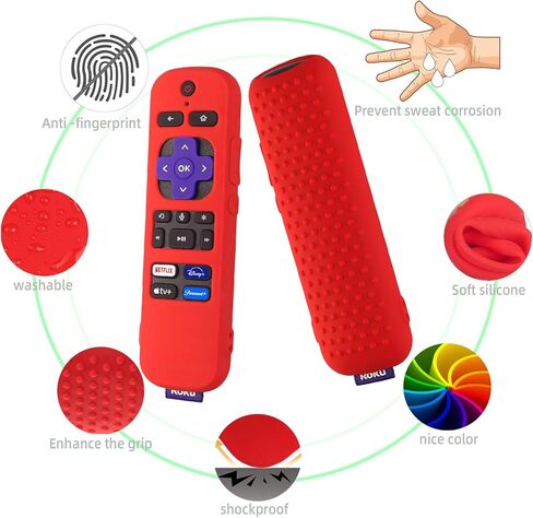 غطاء سيليكون لجهاز التحكم عن بعد للتلفزيون Roku Voice RCAL7R/Roku Express/Roku Streaming Stick TV حافظة حماية عن بعد من السيليكون لجهاز Roku TV عن بعد مع حبل (أرجواني) in Kuwait