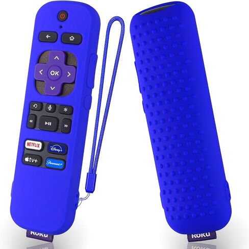 غطاء سيليكون لجهاز التحكم عن بعد للتلفزيون Roku Voice RCAL7R/Roku Express/Roku Streaming Stick TV حافظة حماية عن بعد من السيليكون لجهاز Roku TV عن بعد مع حبل (أرجواني) in Kuwait