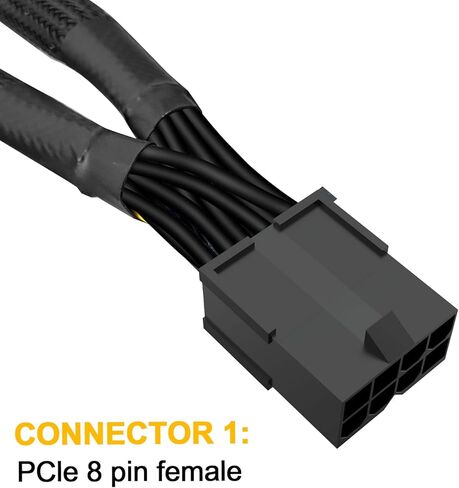 16AWG GPU VGA 8 Pin PCIE Splitter to Dual 8 Pin(6+2) Power Adapter Cable,Pci Express Graphics Card GPU 8Pin Extension Power Sleeved Cable 9inch 1 Pack in Kuwait