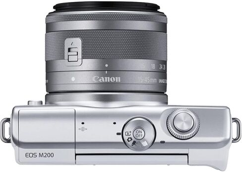 Canon EOS M200 Mirrorless Digital Camera with 15-45mm Lens (White) (3700C009), 64GB Card, Case, Card Reader, Flex Tripod, Hand Strap, Cap Keeper, Wallet, Cleaning Kit (Renewed) in Saudi Arabia