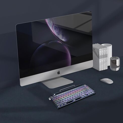 لوحة مفاتيح الآلة الكاتبة باللون الأسود، لوحة مفاتيح بلوتوث لاسلكية طراز Razeak Retro Vintage، اتصال متعدد الأجهزة، مفاتيح مستديرة كلاسيكية، لوحة مفاتيح ميكانيكية Hotswap متوافقة مع iPad/Mac/الكمبيوتر اللوحي/الكمبيوتر الشخصي باللون الأسود in Kuwait